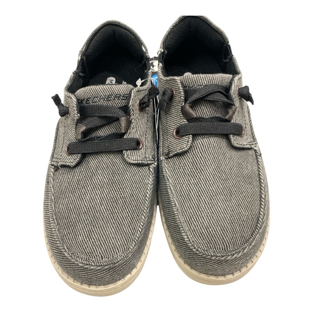 Skechers NEW Youth Boys Melson Volvo Black Size 1 Faux Laces Slip On Memory Foam